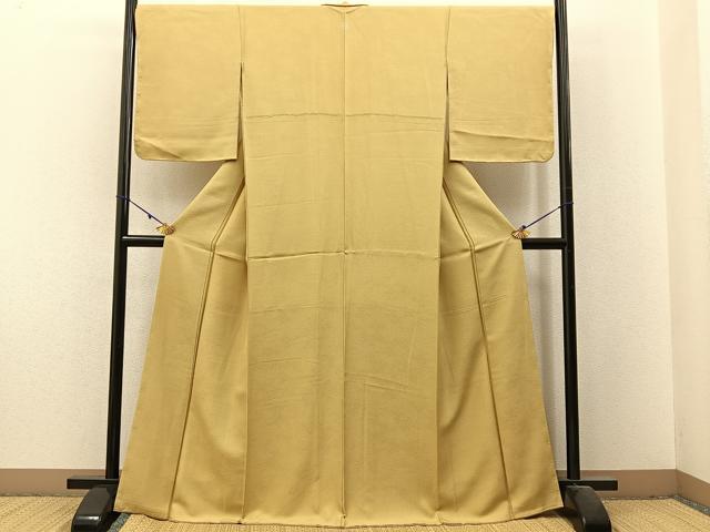 平和屋着物●上質な色無地　紗綾形地紋　蒸栗色　正絹　逸品　未使用　BAAX6244hj