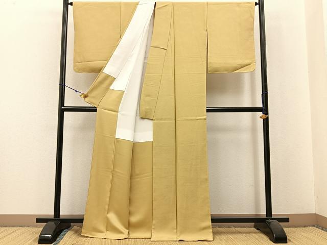平和屋着物●上質な色無地　紗綾形地紋　蒸栗色　正絹　逸品　未使用　BAAX6244hj