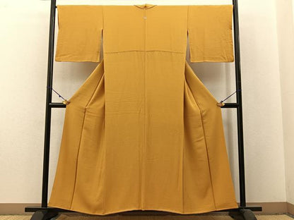 平和屋着物■上質な色無地 山吹色 正絹 逸品 BAAX6245hj