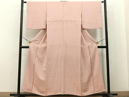 平和屋着物■上質な色無地 流水地紋 肉色 正絹 逸品 BAAX6247hj