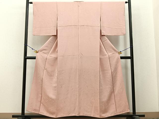 平和屋着物■上質な色無地 流水地紋 肉色 正絹 逸品 BAAX6247hj