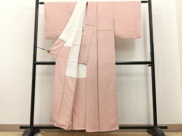 平和屋着物■上質な色無地 流水地紋 肉色 正絹 逸品 BAAX6247hj