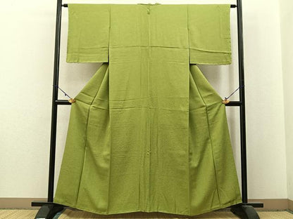 平和屋着物■上質な色無地 草花地紋 苗色 やまと誂製 正絹 逸品 未使用 BAAX6248hj