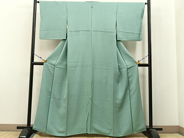 平和屋着物■上質な色無地　紋意匠　錆青磁色　正絹　逸品　BAAX6249hj