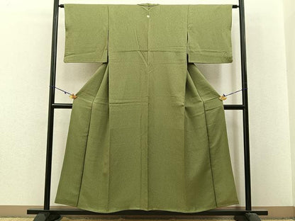 平和屋着物■上質な色無地 紋意匠 根岸色 正絹 逸品 BAAX6250hj