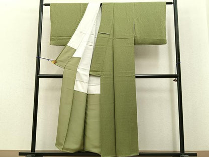 平和屋着物■上質な色無地 紋意匠 根岸色 正絹 逸品 BAAX6250hj