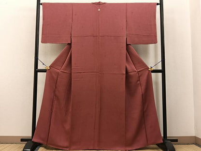 平和屋着物■上質な色無地 菊地紋 長春色 正絹 逸品 BAAX6255hj