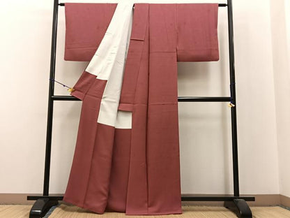 平和屋着物■上質な色無地 菊地紋 長春色 正絹 逸品 BAAX6255hj
