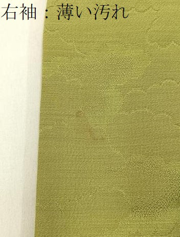 平和屋着物■上質な色無地 雲重ね地紋 青朽葉色 正絹 逸品 BAAX6256hj