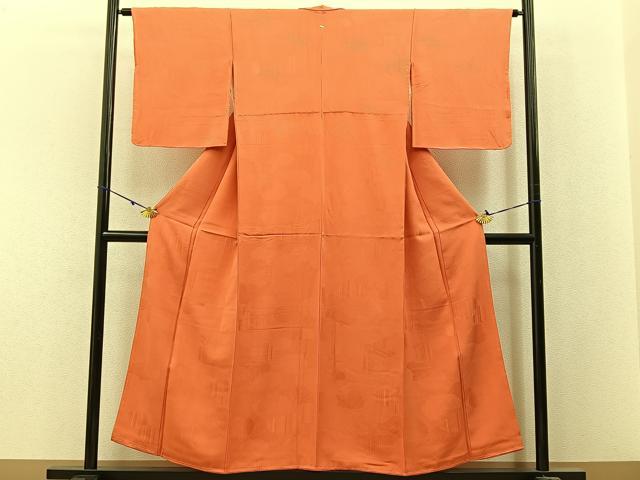 平和屋着物■上質な色無地 石畳地紋 黄丹色 正絹 逸品 未使用 BAAX6257hj