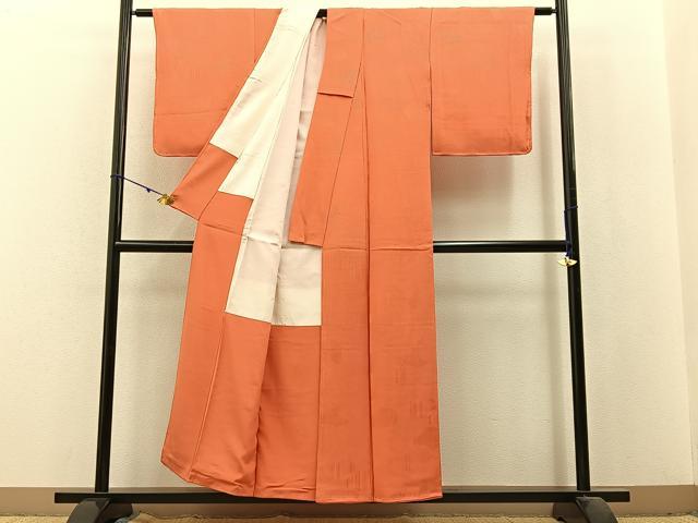 平和屋着物■上質な色無地 石畳地紋 黄丹色 正絹 逸品 未使用 BAAX6257hj