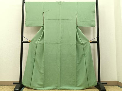 平和屋着物●上質な色無地　花唐草地紋　若葉色　松坂屋扱い　正絹　逸品　未使用　BAAX6260hj