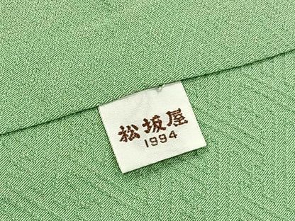 平和屋着物●上質な色無地　花唐草地紋　若葉色　松坂屋扱い　正絹　逸品　未使用　BAAX6260hj