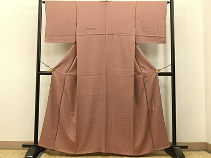 平和屋着物■本草木染作家　瑞寶　色無地　紋意匠　洗朱色　正絹　逸品　BAAX6263hj