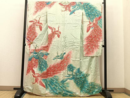平和屋着物■豪華振袖 駒刺繍 鳳凰 暈し染め 金彩 正絹 逸品 BAAX6264hj