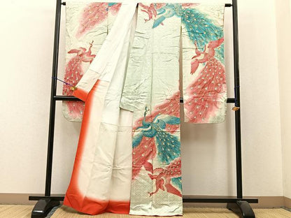 平和屋着物■豪華振袖 駒刺繍 鳳凰 暈し染め 金彩 正絹 逸品 BAAX6264hj