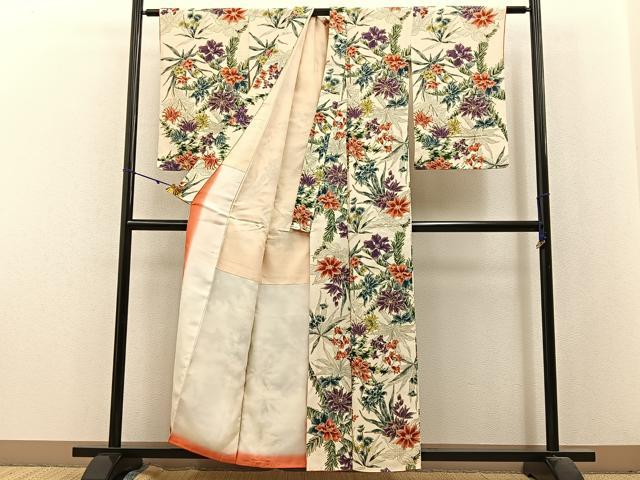 平和屋着物□上質な小紋 草花文 金彩 正絹 逸品 BAAX6268hj