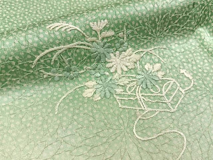 平和屋着物■訪問着 総刺繍 文箱花文 暈し染め 正絹 逸品 BAAX6269hj