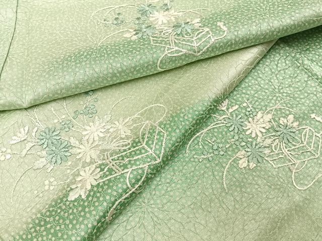 平和屋着物■訪問着 総刺繍 文箱花文 暈し染め 正絹 逸品 BAAX6269hj