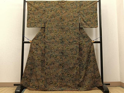 平和屋着物■本場染大島紬 風景文 正絹 逸品 BAAX6272hj