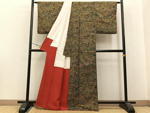 平和屋着物■本場染大島紬 風景文 正絹 逸品 BAAX6272hj