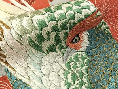 平和屋着物■豪華黒留袖 刺繍 尾長鶏花文 金銀彩 正絹 逸品 BAAX6280hj