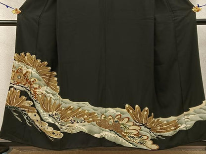 平和屋着物■豪華黒留袖 刺繍 浜松文 金彩 正絹 逸品 BAAX6282hj
