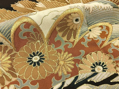 平和屋着物■豪華黒留袖 刺繍 浜松文 金彩 正絹 逸品 BAAX6282hj