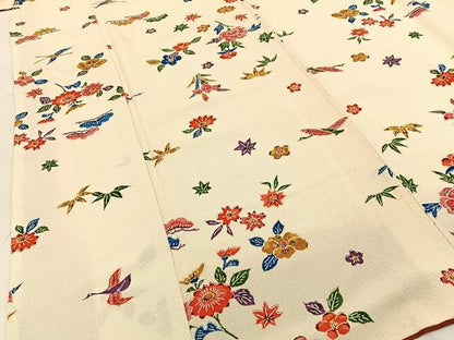 平和屋着物■上質な小紋 型染め 松竹梅 花鳥文 正絹 逸品 BAAX6285hj