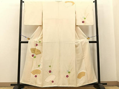 平和屋着物■訪問着 駒刺繍 地紙菊文 金彩 正絹 逸品 BAAX6286hj