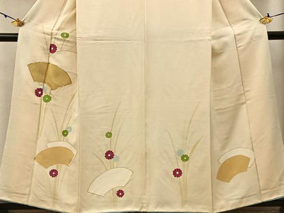 平和屋着物■訪問着 駒刺繍 地紙菊文 金彩 正絹 逸品 BAAX6286hj
