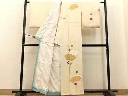 平和屋着物■訪問着 駒刺繍 地紙菊文 金彩 正絹 逸品 BAAX6286hj