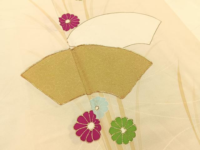 平和屋着物■訪問着 駒刺繍 地紙菊文 金彩 正絹 逸品 BAAX6286hj