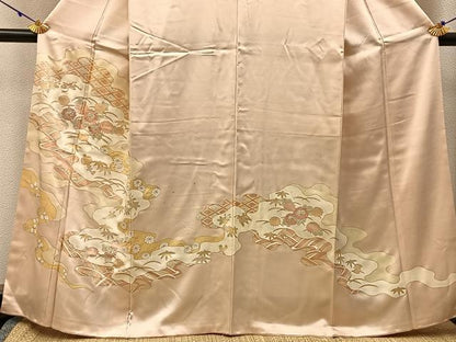 平和屋着物■訪問着　駒刺繍　雲取宝尽くし花文　銀彩　正絹　逸品　BAAX6290hj