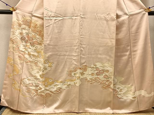 平和屋着物■訪問着　駒刺繍　雲取宝尽くし花文　銀彩　正絹　逸品　BAAX6290hj