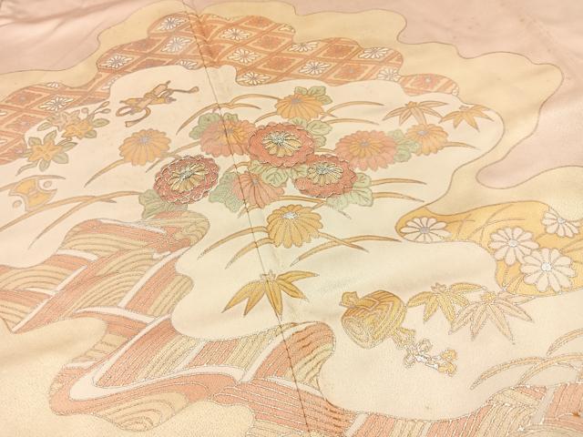 平和屋着物■訪問着　駒刺繍　雲取宝尽くし花文　銀彩　正絹　逸品　BAAX6290hj