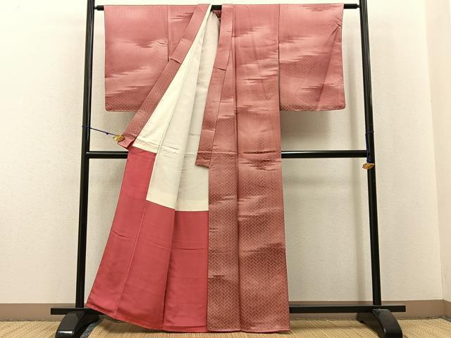 平和屋着物■上質な小紋　霞文　金通し地　正絹　逸品　未使用　BAAX6291hj