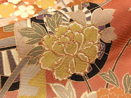 平和屋着物■訪問着　駒刺繍　御所車花文　暈し染め　金彩　正絹　逸品　BAAX6292hj