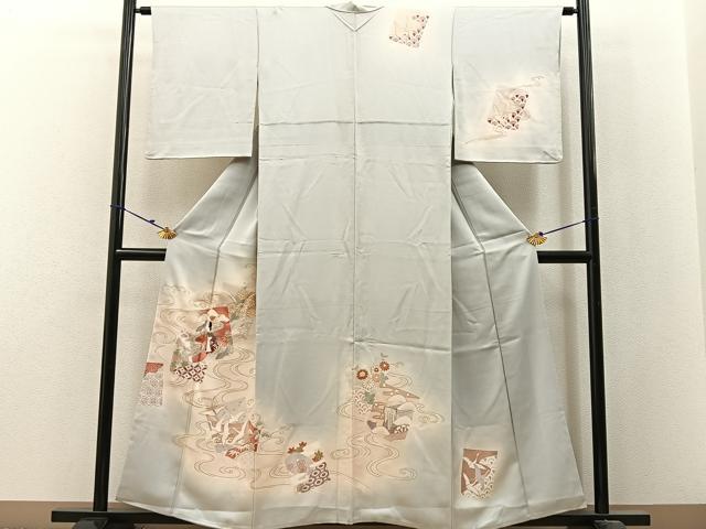 平和屋着物■訪問着　刺繍　色紙重ね平安人物文　暈し染め　金彩　正絹　逸品　BAAX6295hj