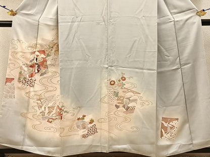 平和屋着物■訪問着　刺繍　色紙重ね平安人物文　暈し染め　金彩　正絹　逸品　BAAX6295hj