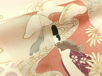 平和屋着物■訪問着　刺繍　色紙重ね平安人物文　暈し染め　金彩　正絹　逸品　BAAX6295hj