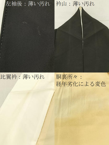 平和屋着物■豪華黒留袖　刺繍　尾長鶏　暈し染め　金彩　正絹　逸品　BAAX6300hj