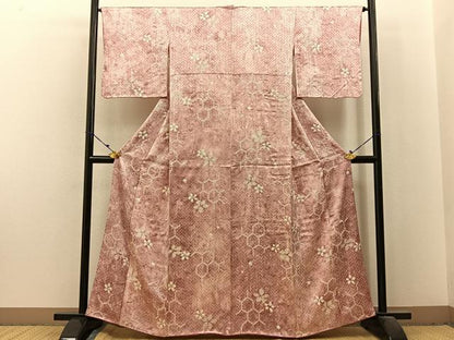 平和屋着物■上質な小紋　絞り　亀甲花文　正絹　逸品　BAAX6302hj