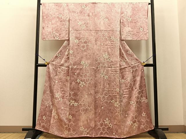 平和屋着物■上質な小紋　絞り　亀甲花文　正絹　逸品　BAAX6302hj