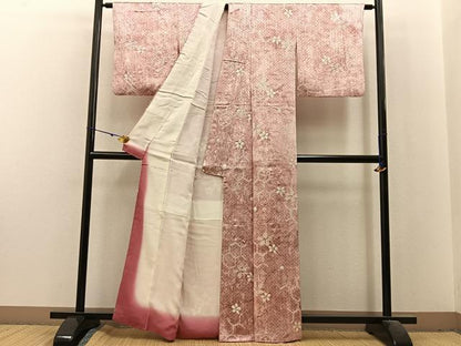 平和屋着物■上質な小紋　絞り　亀甲花文　正絹　逸品　BAAX6302hj