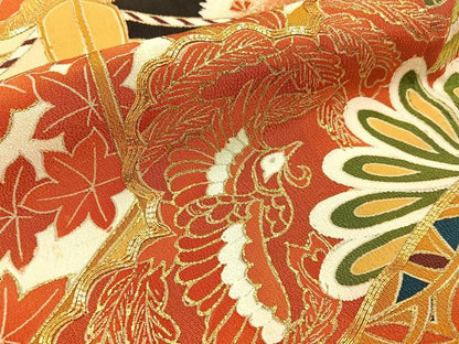 平和屋着物■豪華黒留袖　駒刺繍　鳳凰松花文　金彩　正絹　逸品　BAAX6303hj