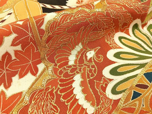 平和屋着物■豪華黒留袖　駒刺繍　鳳凰松花文　金彩　正絹　逸品　BAAX6303hj