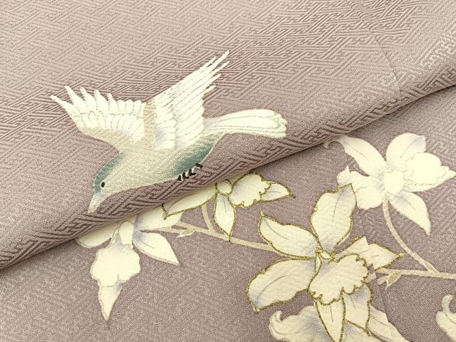 平和屋着物■訪問着　花鳥文　暈し染め　金彩　正絹　逸品　BAAX6304hj