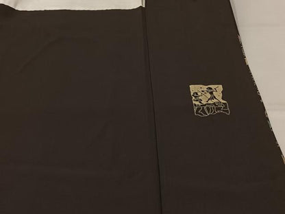 平和屋着物■訪問着　作家物　刺繍　コプト人物文　黒地　金彩　正絹　逸品　BAAX6309hj
