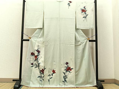 平和屋着物■訪問着　手描き　草花文　暈し染め　正絹　逸品　BAAX6311hj